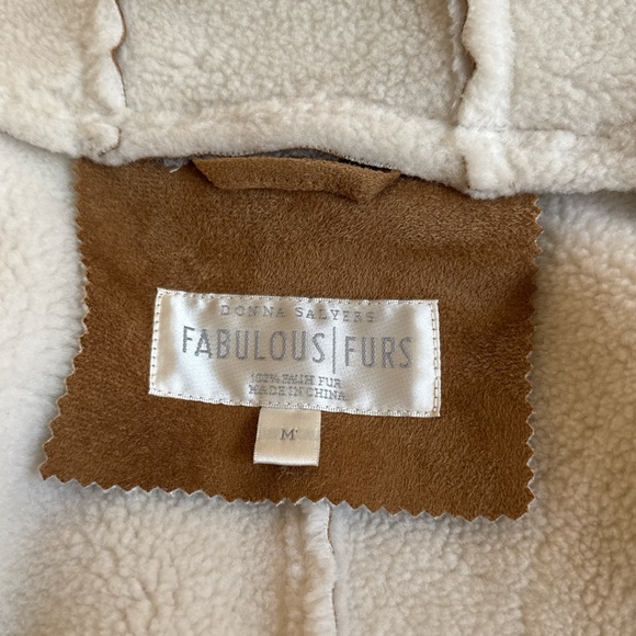 Fabulous Furs Cream and Brown Faux Fur Coat - Picture 5 of 5